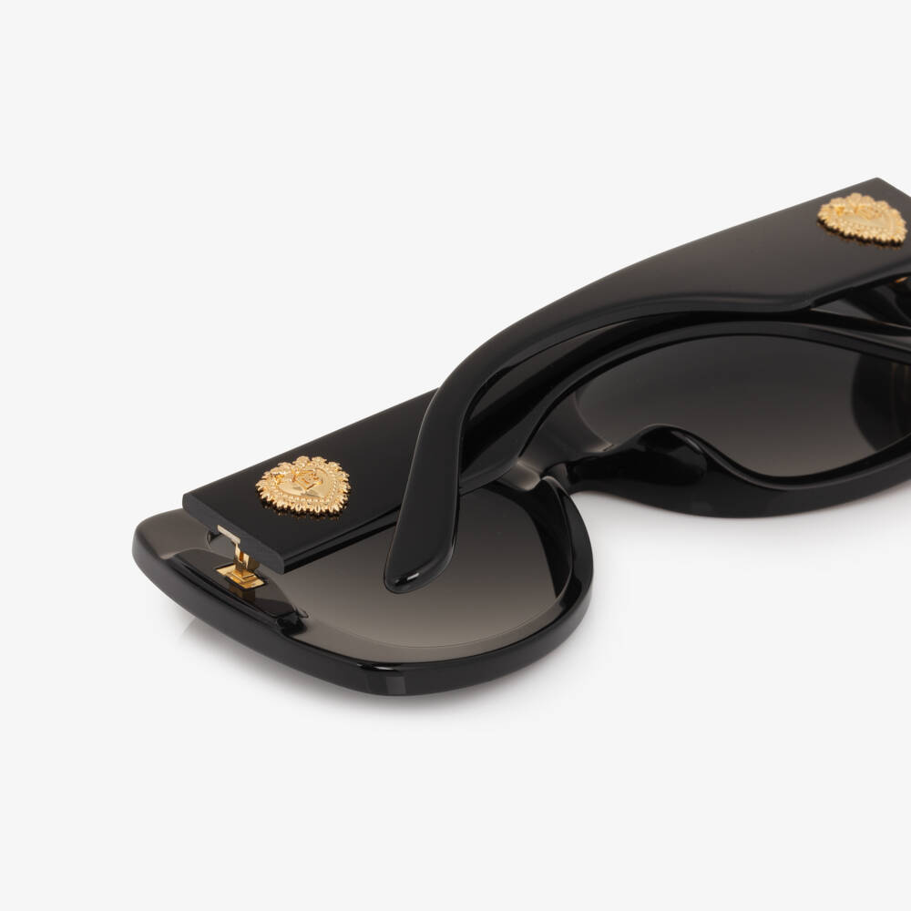 Dolce & Gabbana-Girls Black Square Framed Sunglasses with Gold Heart Logo | Childrensalon