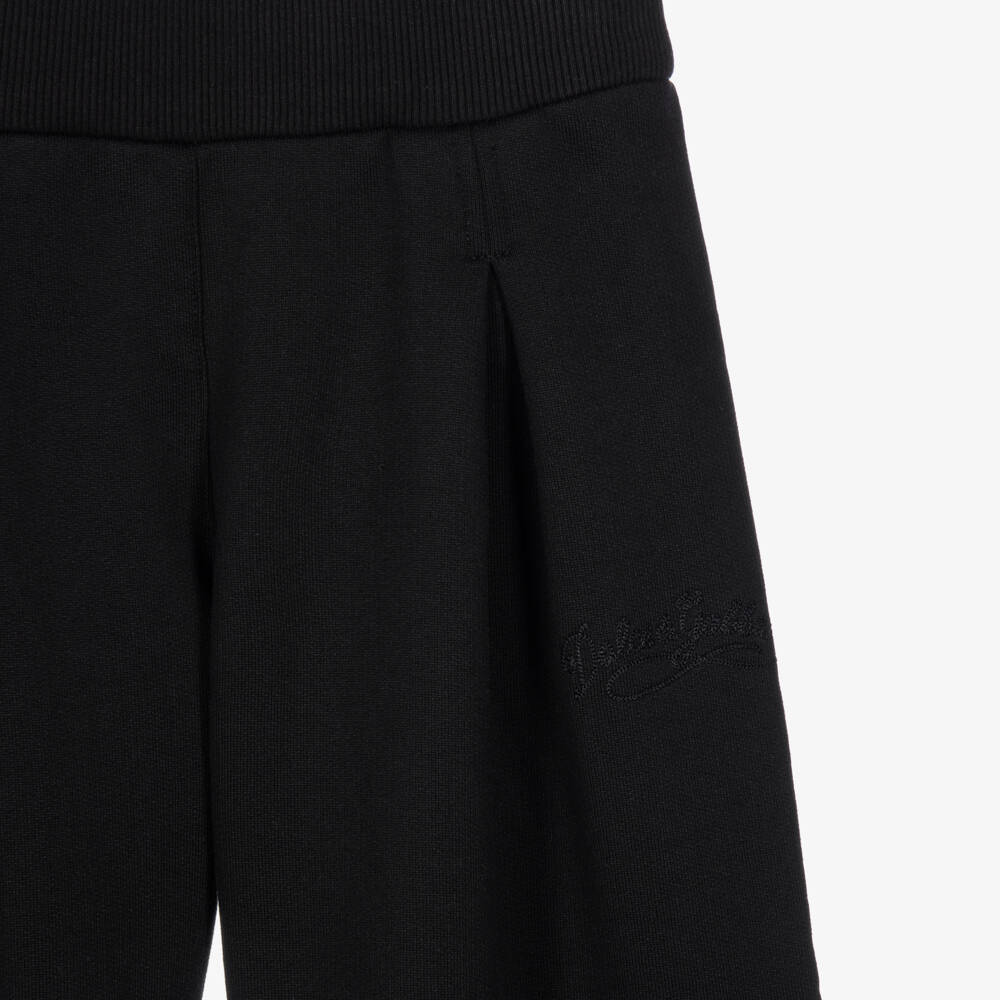 Dolce & Gabbana-Girls Black Wide Leg Jersey Trousers | Childrensalon