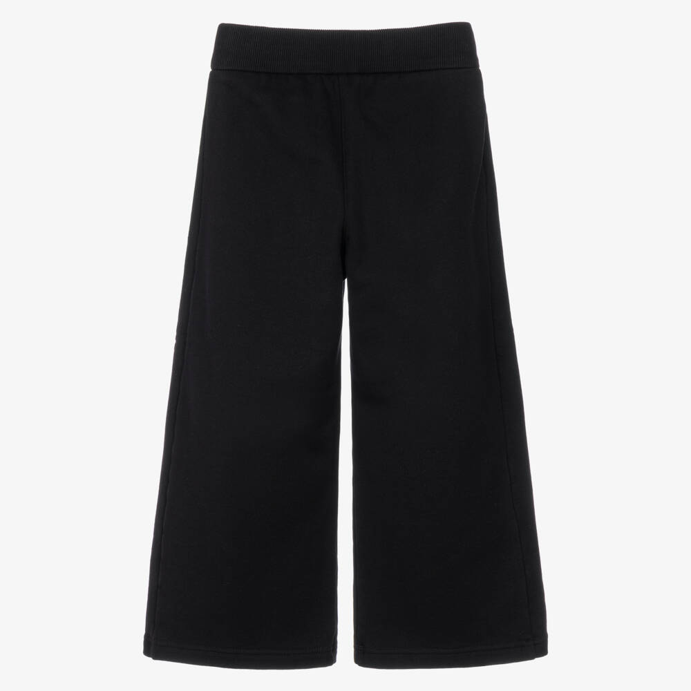 Dolce & Gabbana-Girls Black Wide Leg Jersey Trousers | Childrensalon