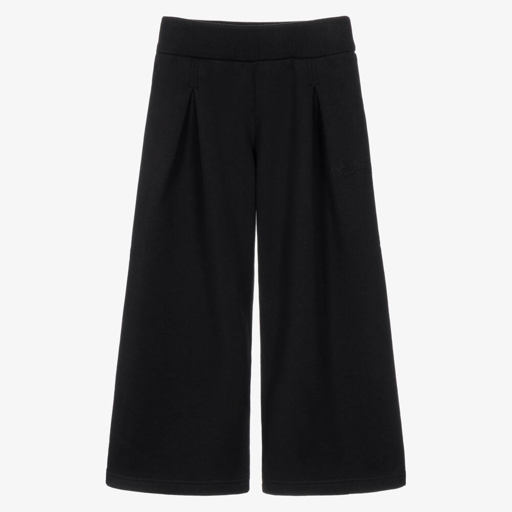 Dolce & Gabbana-Girls Black Wide Leg Jersey Trousers | Childrensalon