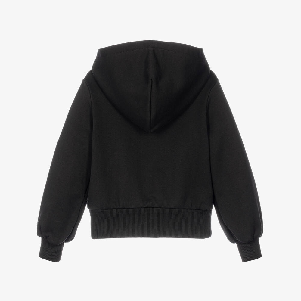 Dolce & Gabbana-Girls Black Zip-Up Top with Embroidered Logo | Childrensalon