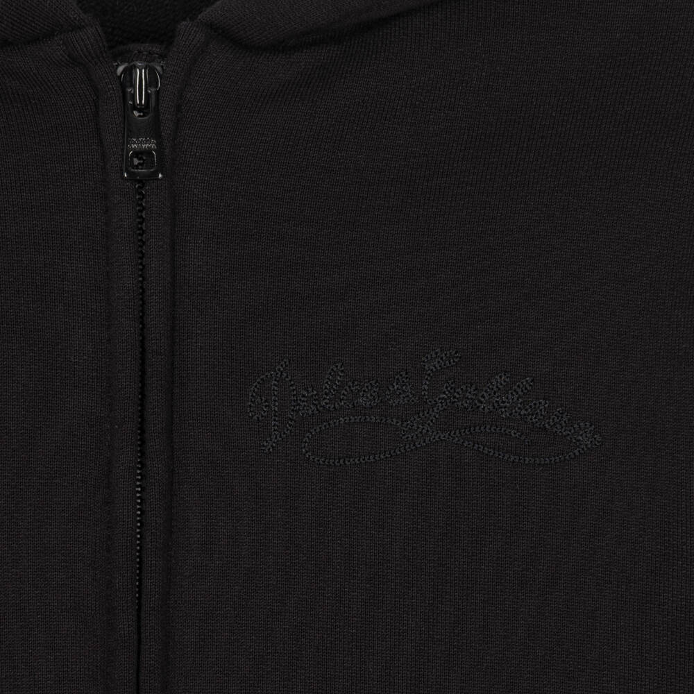 Dolce & Gabbana-Girls Black Zip-Up Top with Embroidered Logo | Childrensalon