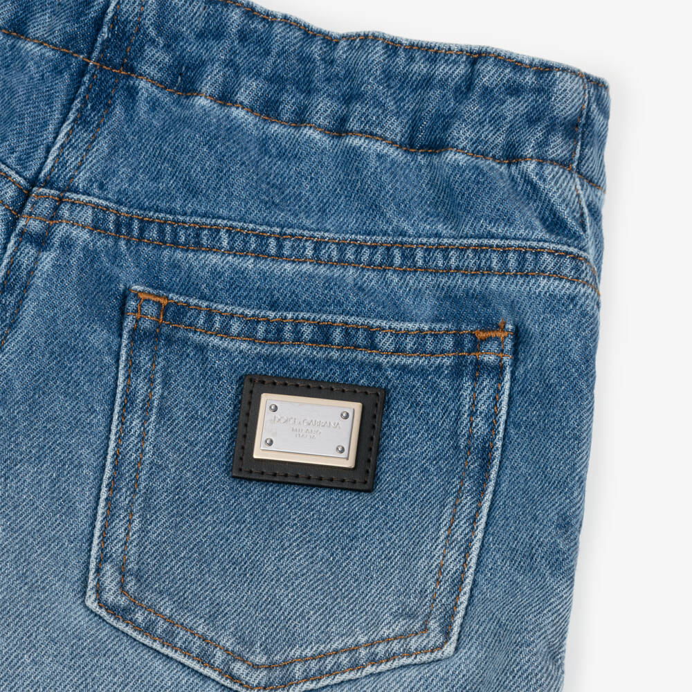 Dolce & Gabbana-Girls Blue Denim Jeans with Faded Detailing | Childrensalon