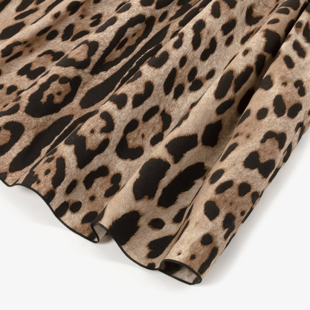 Dolce & Gabbana-Girls Brown Leopard Print Cotton Beach Dress | Childrensalon