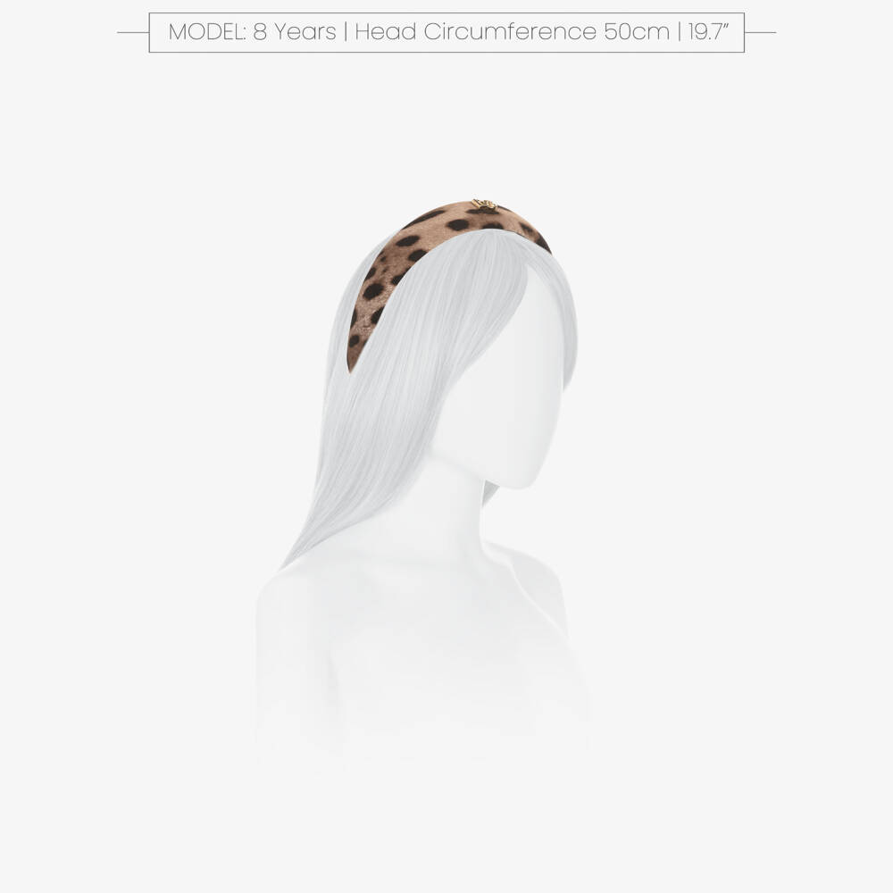 Dolce & Gabbana-Girls Brown Leopard Print Hairband | Childrensalon
