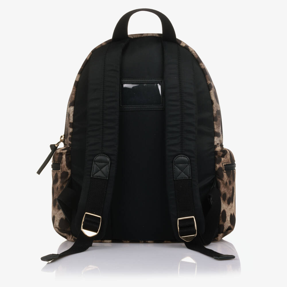 Dolce & Gabbana-حقيبة ظهر بطبعة فهد لون بني للبنات (34 سم) | Childrensalon