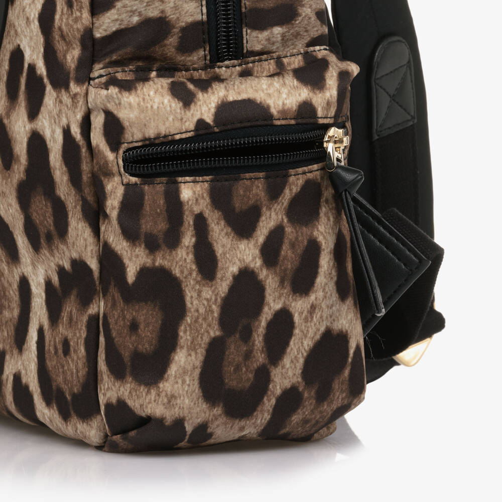 Dolce & Gabbana-حقيبة ظهر بطبعة فهد لون بني للبنات (34 سم) | Childrensalon