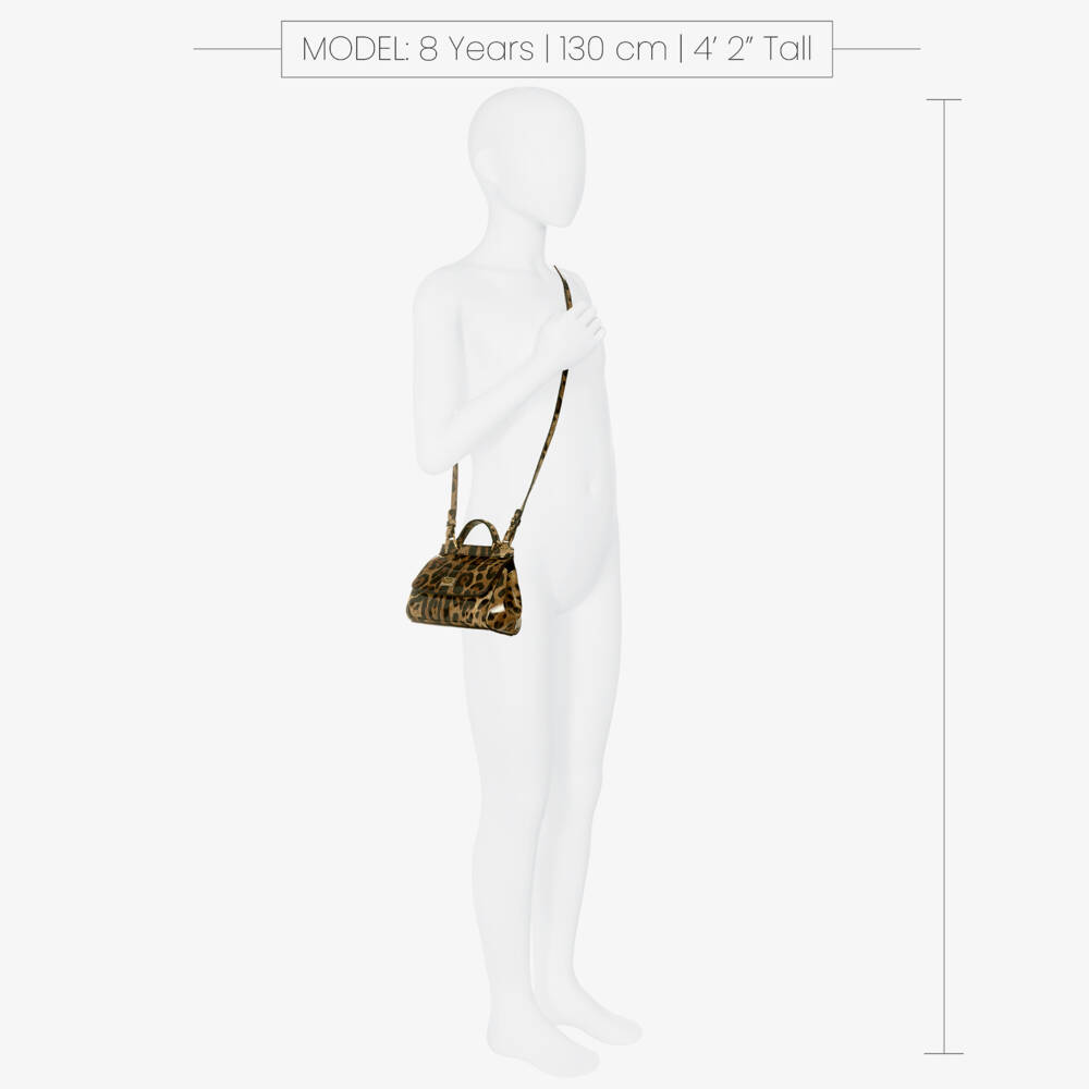 Dolce & Gabbana-Girls Brown Leopard Print Patent Leather Sicily Bag (14cm) | Childrensalon