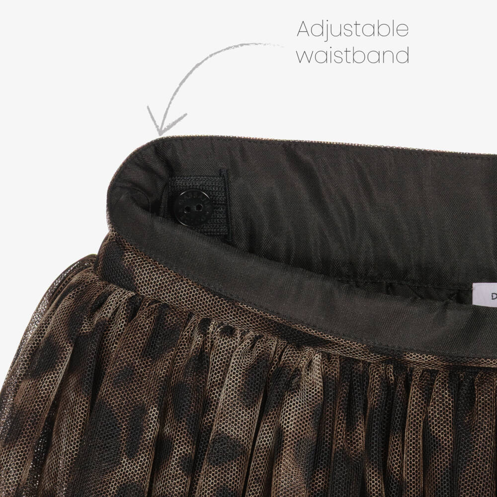 Dolce & Gabbana-Girls Brown Leopard Print Tulle Skirt | Childrensalon