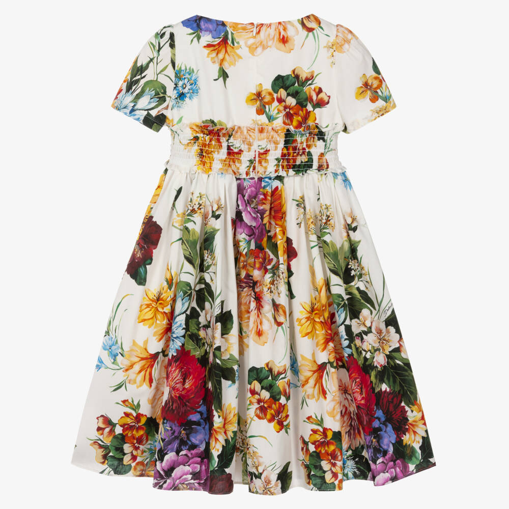 Dolce & Gabbana-Girls Colourful Floral Print Cotton Maxi Dress | Childrensalon
