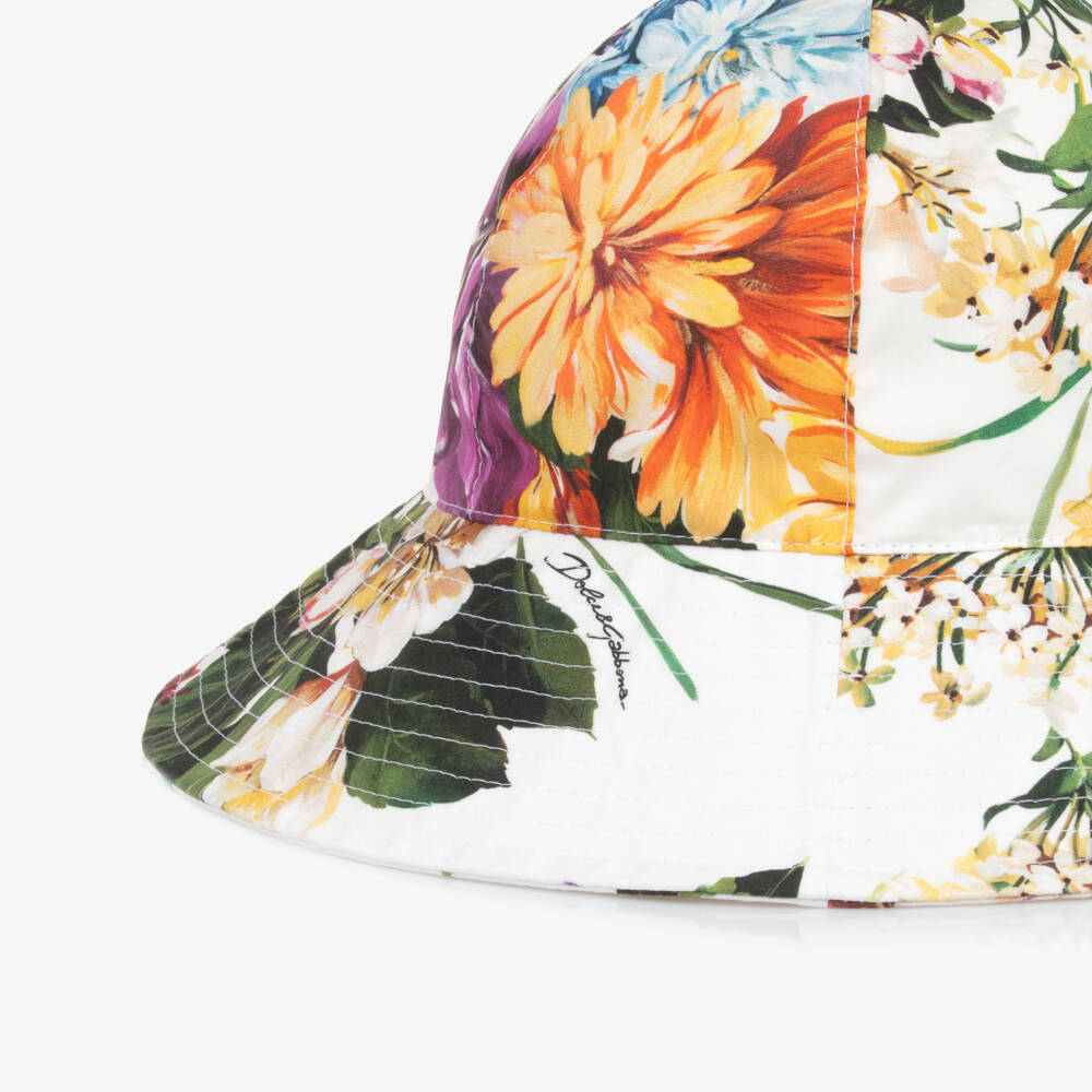 Dolce & Gabbana-Girls Colourful Floral Print Cotton Sun Hat | Childrensalon