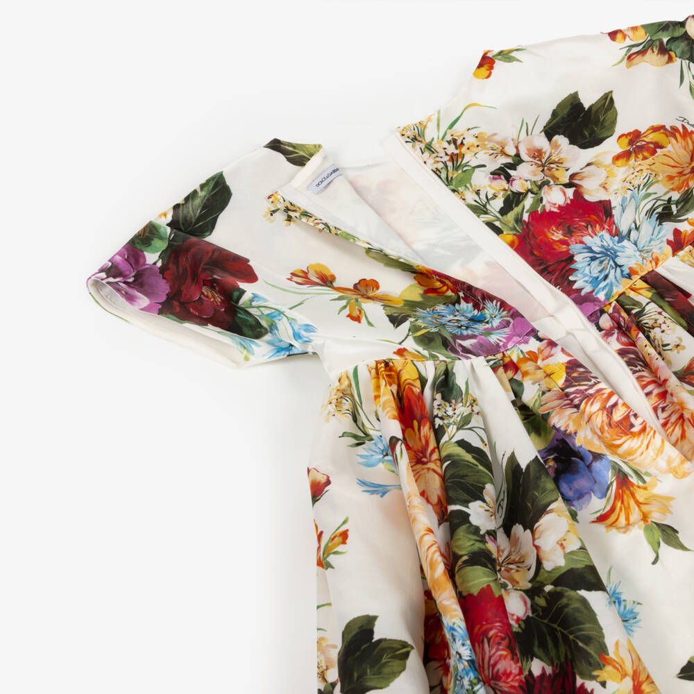Dolce & Gabbana-Girls Colourful Floral Print Organza Dress | Childrensalon