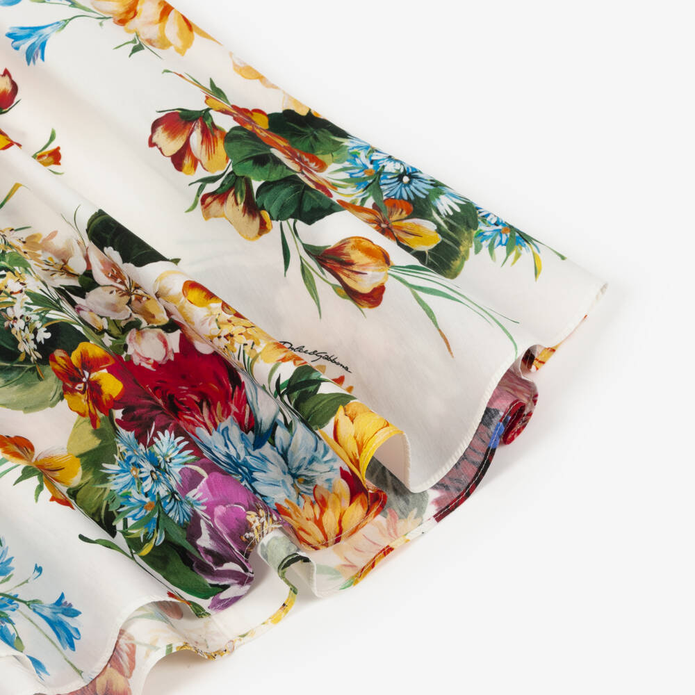 Dolce & Gabbana-Girls Colourful Floral Print Ruffle Sleeve Dress | Childrensalon