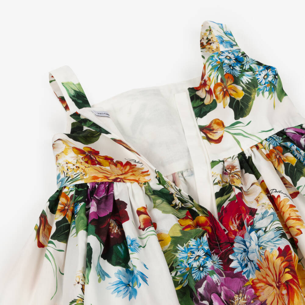 Dolce & Gabbana-Girls Colourful Floral Print Sleeveless Dress | Childrensalon