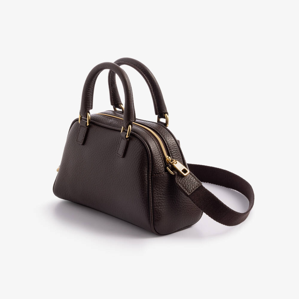 Dolce & Gabbana-Girls Dark Brown Leather Shoulder Bag (20cm) | Childrensalon