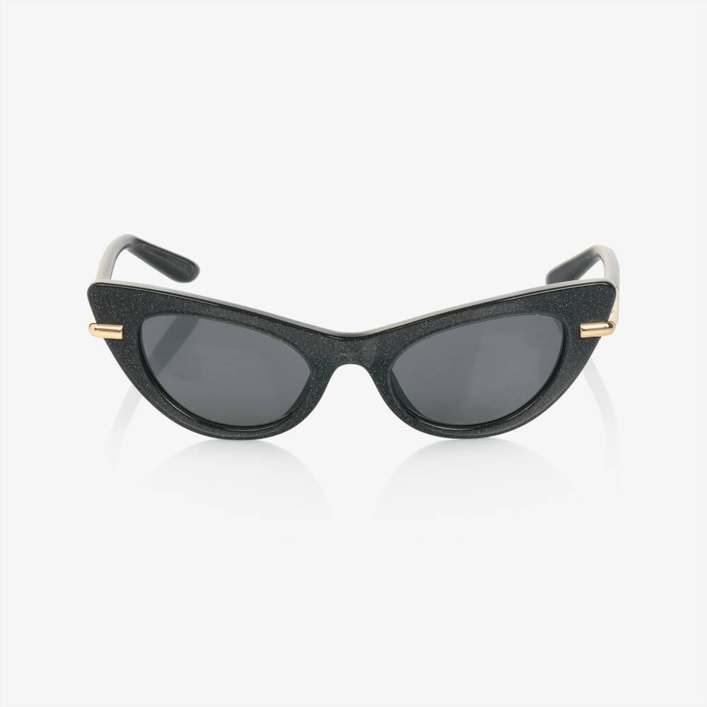 Dolce & Gabbana-Girls Glittery Black Cat Eye Sunglasses | Childrensalon