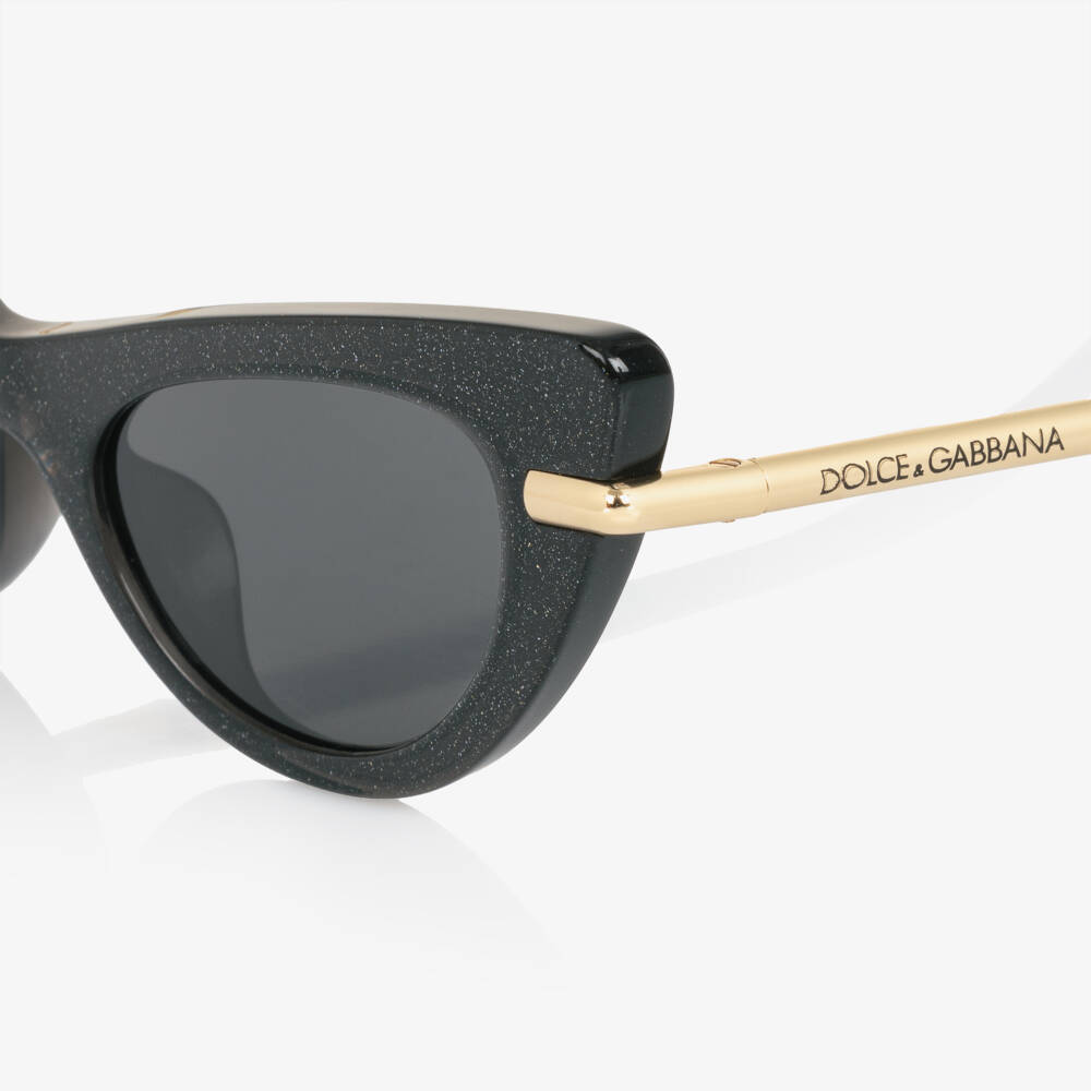 Dolce & Gabbana-Girls Glittery Black Cat Eye Sunglasses | Childrensalon