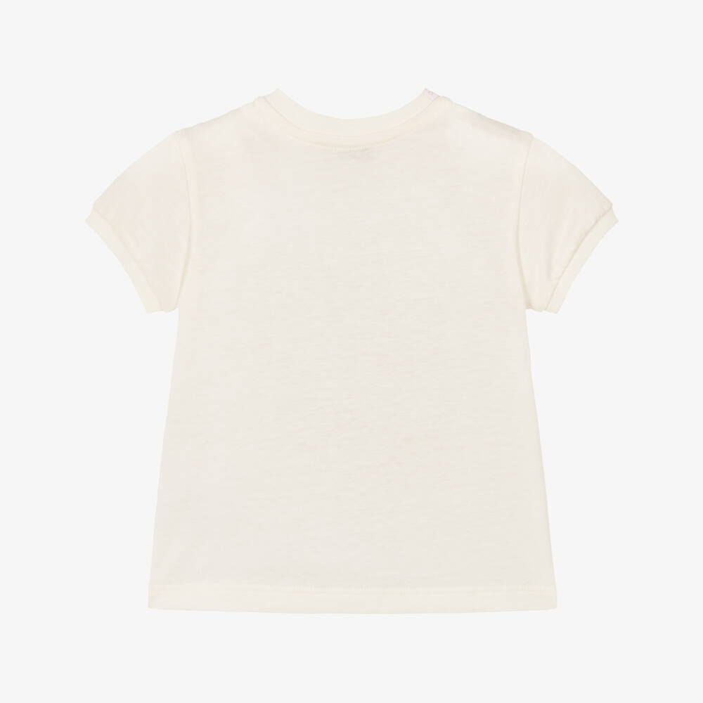 Dolce & Gabbana-Girls Ivory Cotton T-Shirt with Leopard Cubs | Childrensalon