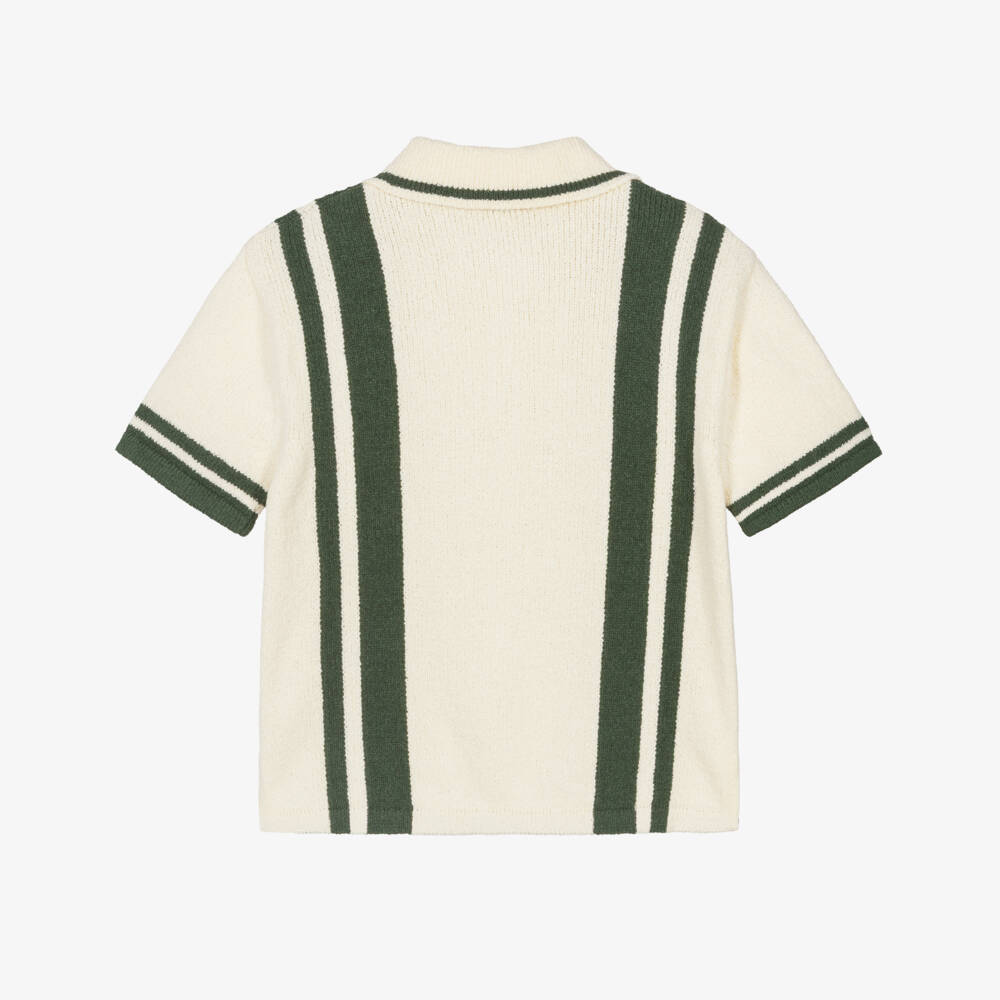 Dolce & Gabbana-Girls Ivory & Green Stripe Knitted Shirt | Childrensalon