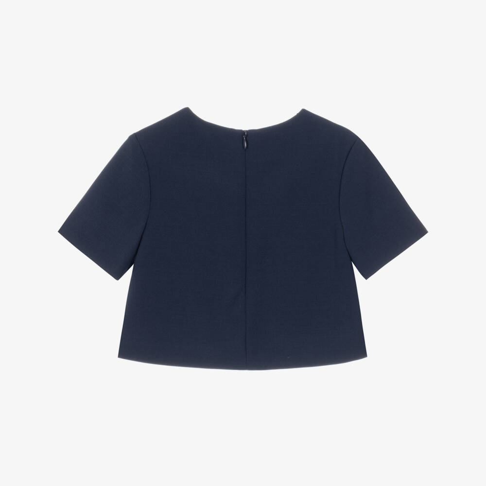 Dolce & Gabbana-Girls Navy Blue Blouse With Bows | Childrensalon