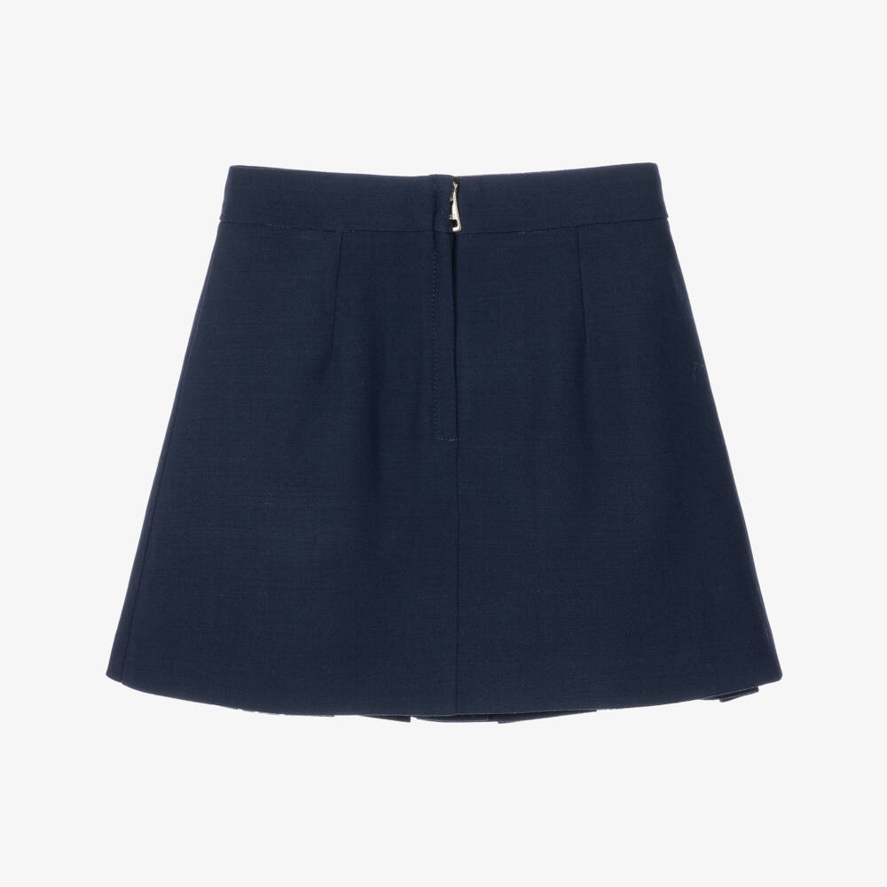 Dolce & Gabbana-Girls Navy Blue Pleated Skirt with Bows | Childrensalon