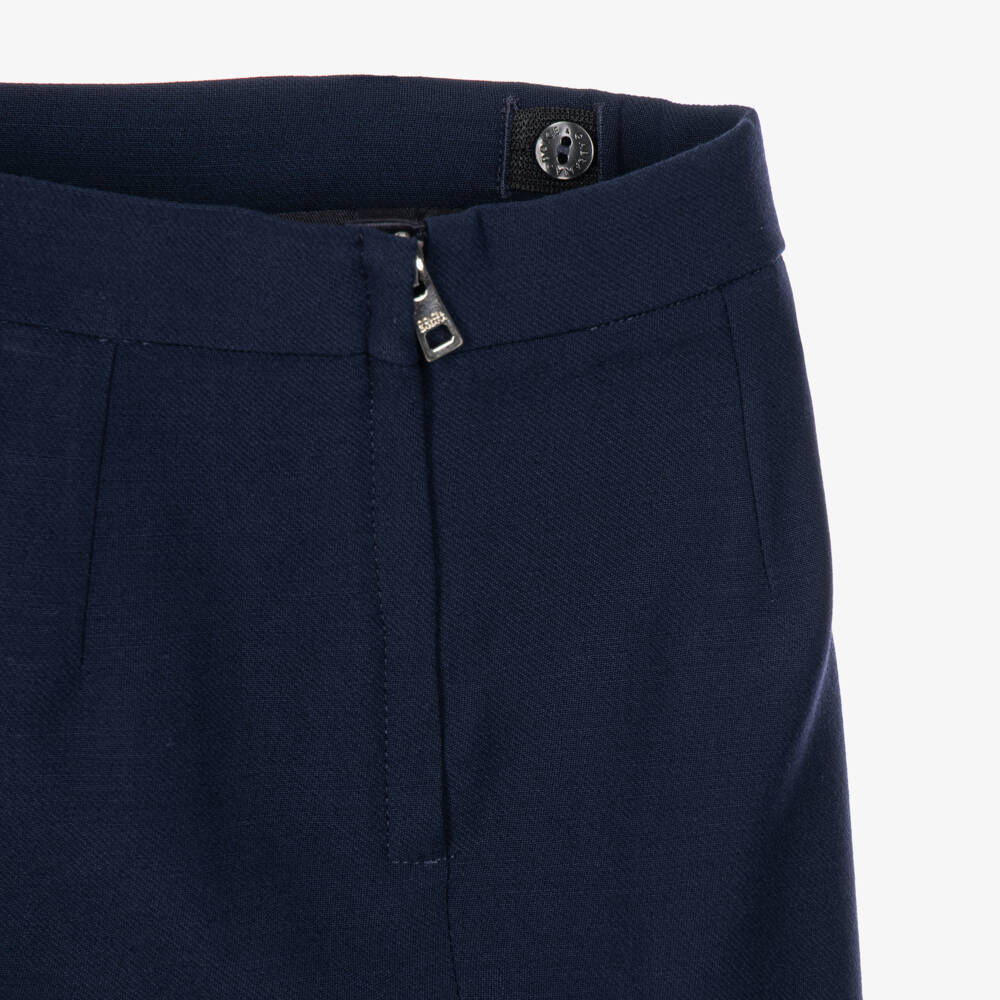 Dolce & Gabbana-Girls Navy Blue Pleated Skirt with Bows | Childrensalon