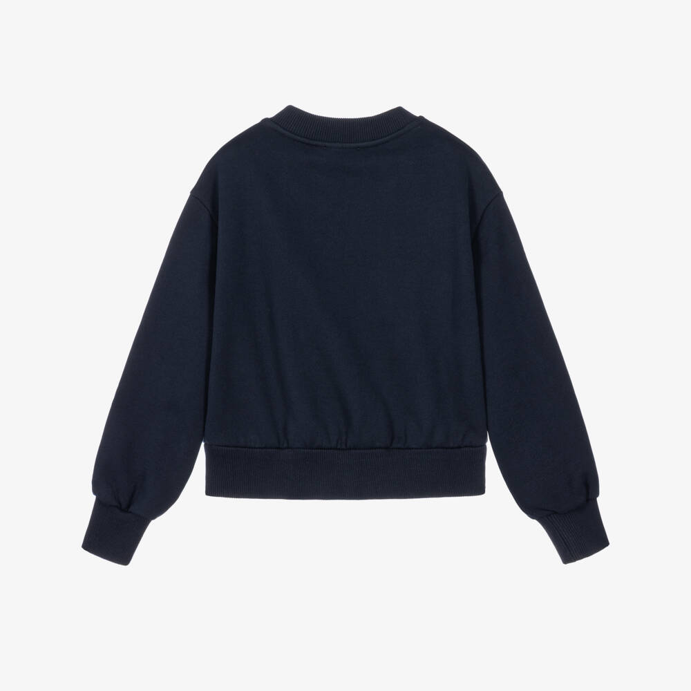 Dolce & Gabbana-Girls Navy Blue Sweatshirt With Poppy Motif | Childrensalon