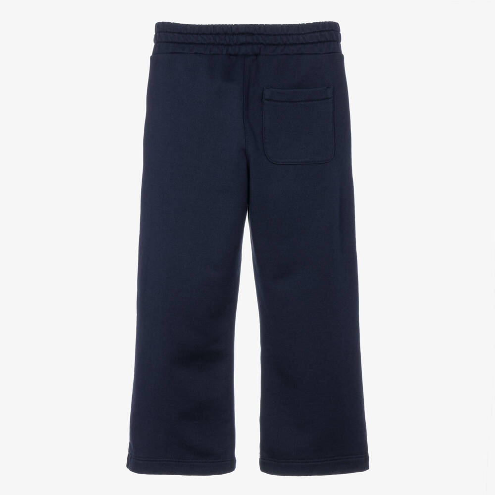 Dolce & Gabbana-Girls Navy Blue Wide Leg Joggers with Poppy Print | Childrensalon