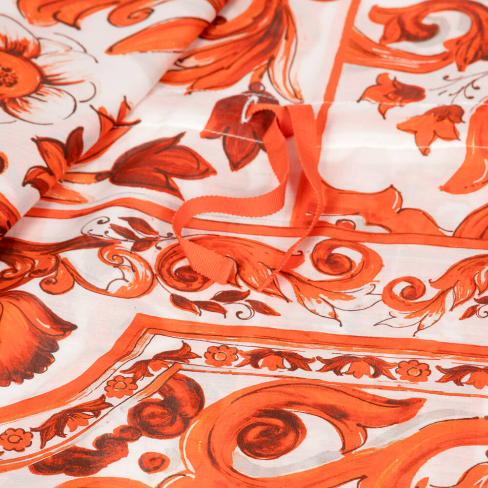 Dolce & Gabbana-Girls Orange Majolica Print Beach Kaftan | Childrensalon
