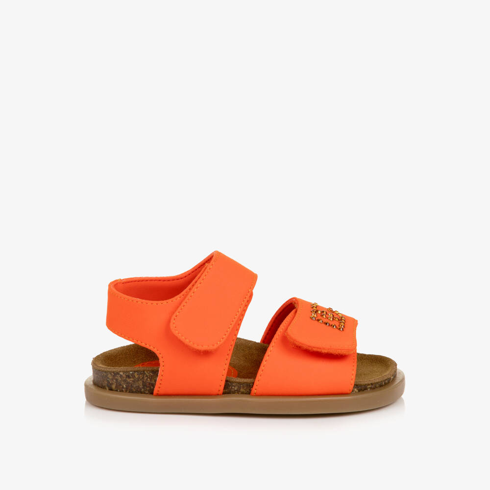 Dolce & Gabbana-Girls Orange Sandals with Diamante Monogram | Childrensalon