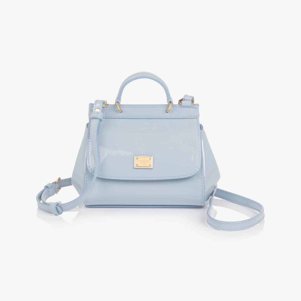 Dolce & Gabbana-Girls Pale Blue Patent Leather Sicily Bag (14cm) | Childrensalon