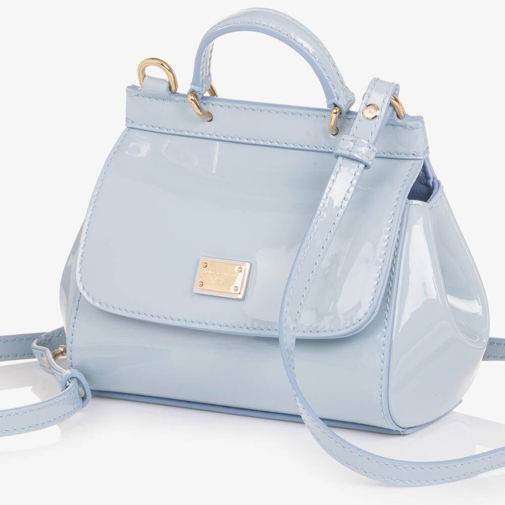 Dolce & Gabbana-Girls Pale Blue Patent Leather Sicily Bag (14cm) | Childrensalon