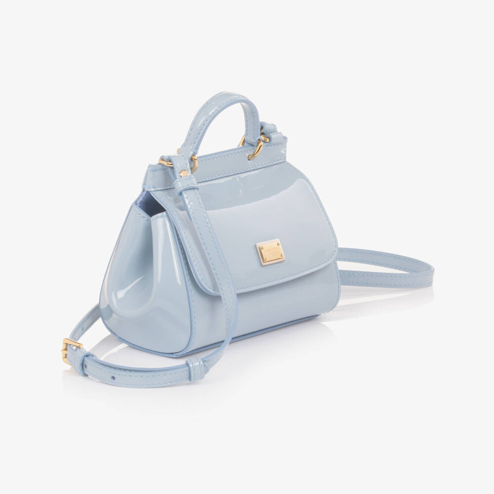 Dolce & Gabbana-Girls Pale Blue Patent Leather Sicily Bag (14cm) | Childrensalon