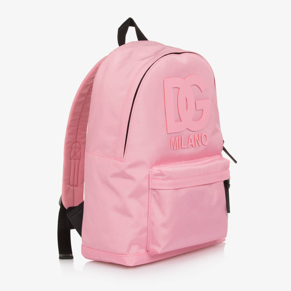 Dolce & Gabbana-Girls Pink Canvas DG Logo Backpack (41cm) | Childrensalon