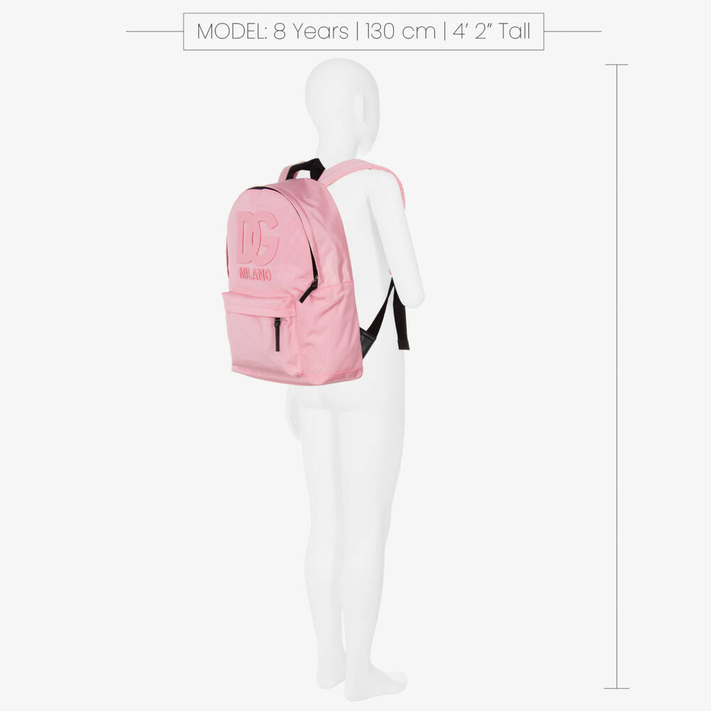 Dolce & Gabbana-Girls Pink Canvas DG Logo Backpack (41cm) | Childrensalon