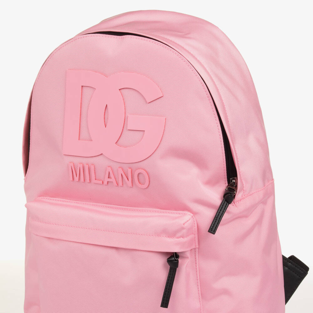 Dolce & Gabbana-Girls Pink Canvas DG Logo Backpack (41cm) | Childrensalon
