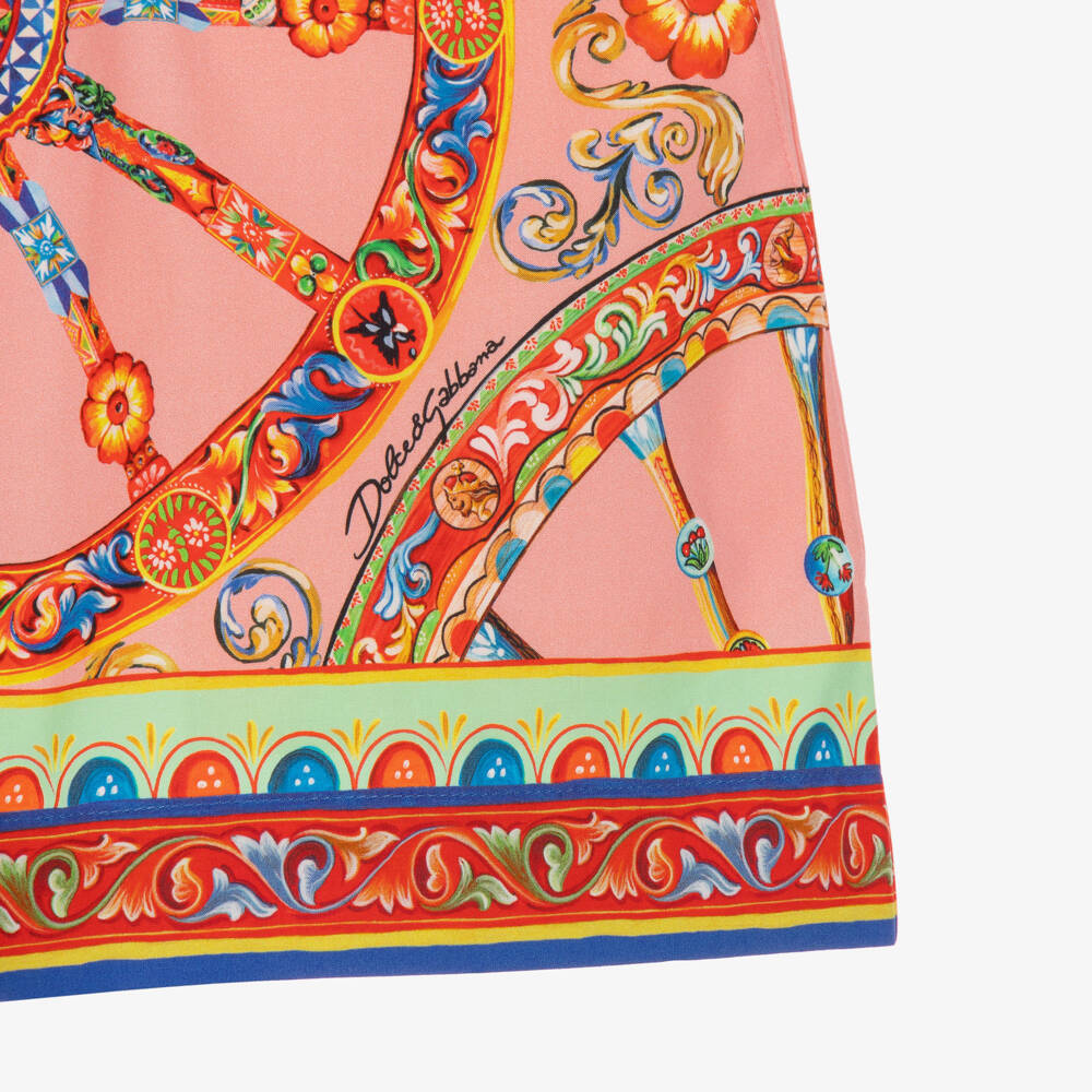 Dolce & Gabbana-Girls Pink Carretto Print Cotton Shorts | Childrensalon
