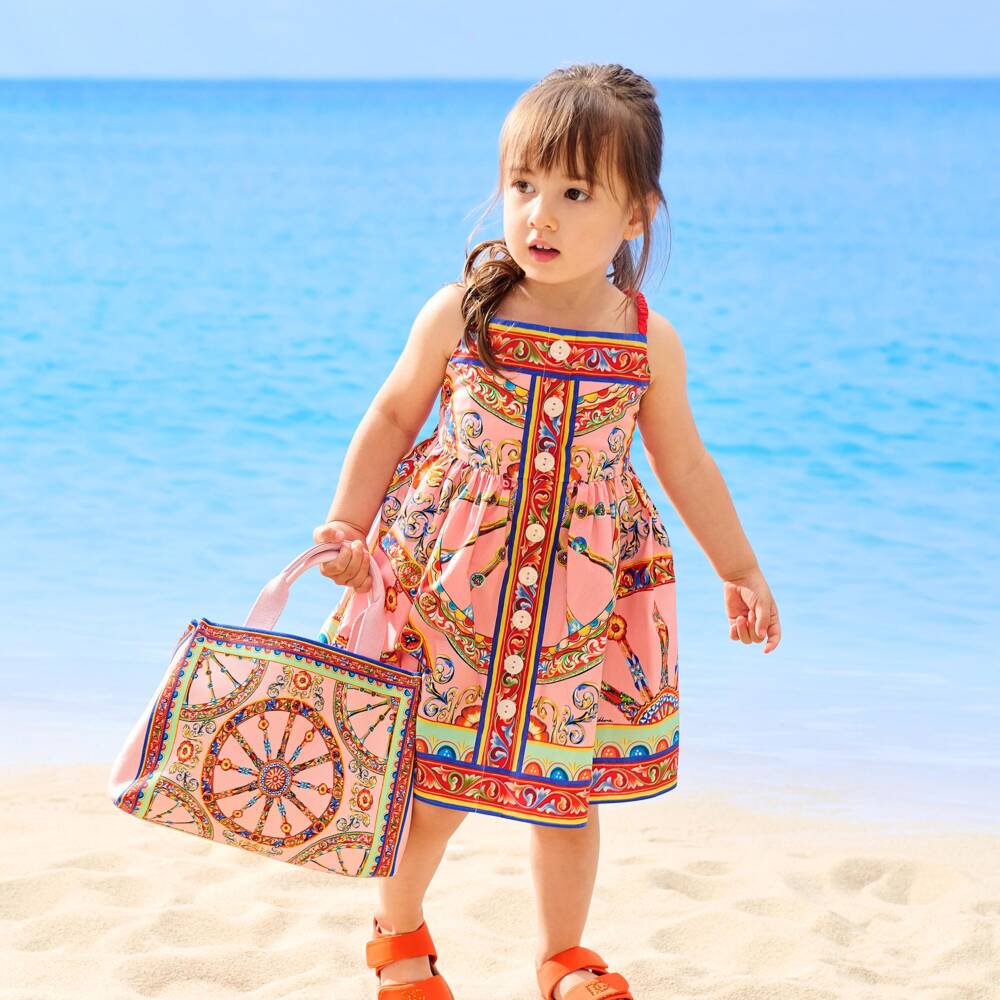 Dolce & Gabbana-Girls Pink Carretto Print Sleeveless Dress | Childrensalon