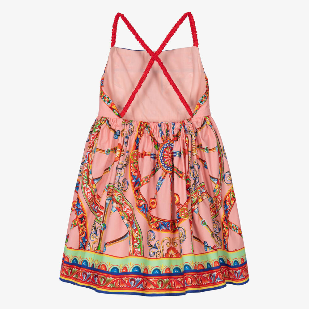 Dolce & Gabbana-Girls Pink Carretto Print Sleeveless Dress | Childrensalon