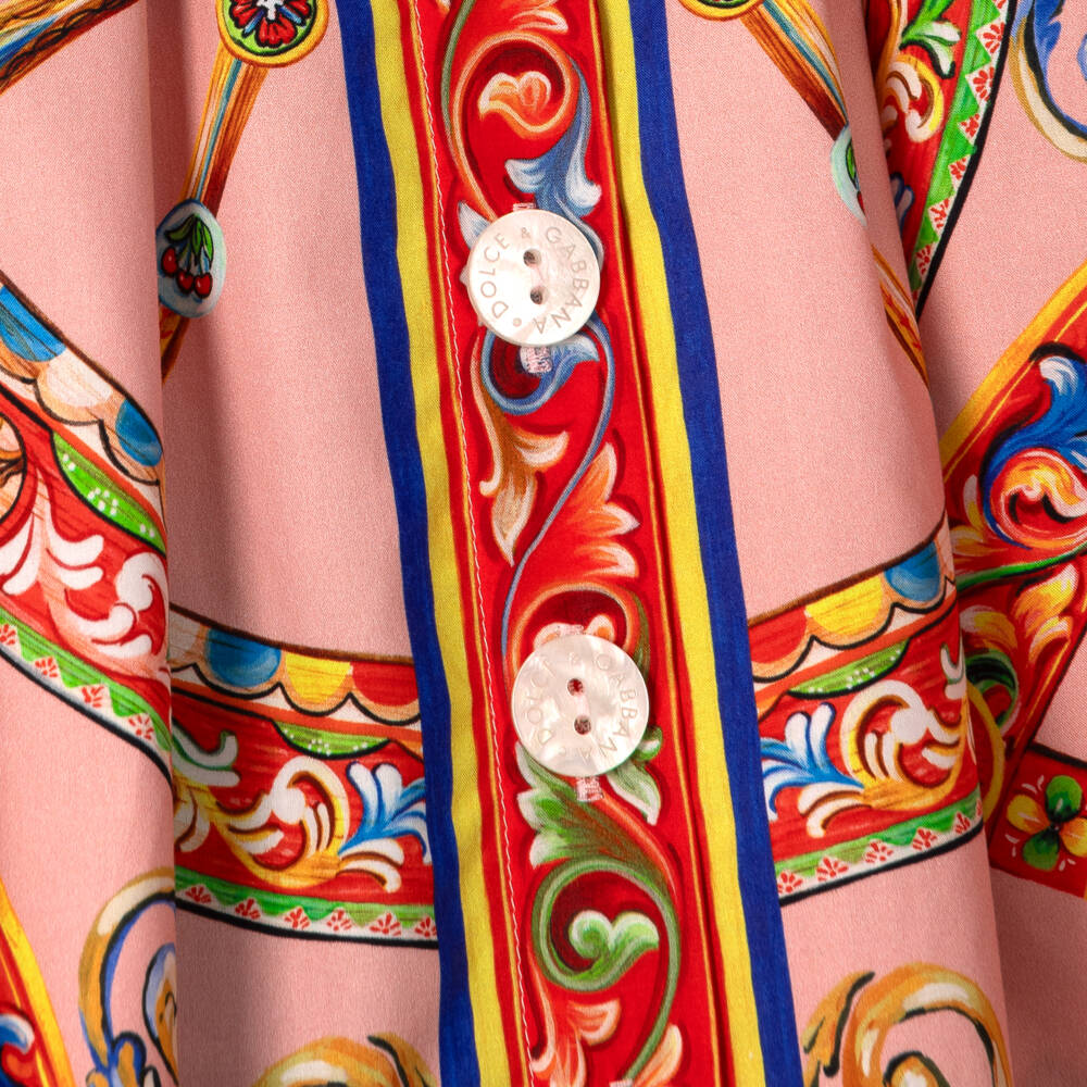 Dolce & Gabbana-Girls Pink Carretto Print Sleeveless Dress | Childrensalon