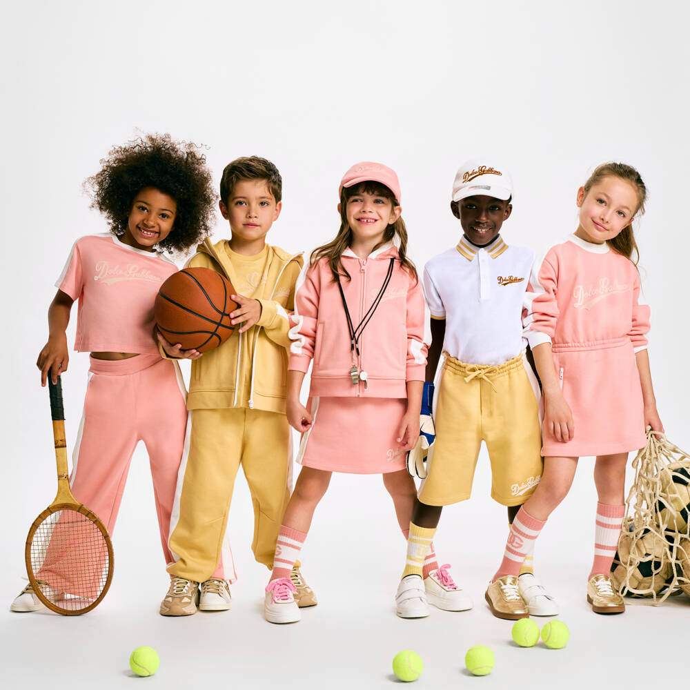 Dolce & Gabbana-Girls Pink Cotton Jersey Hooded Zip-Up Top | Childrensalon