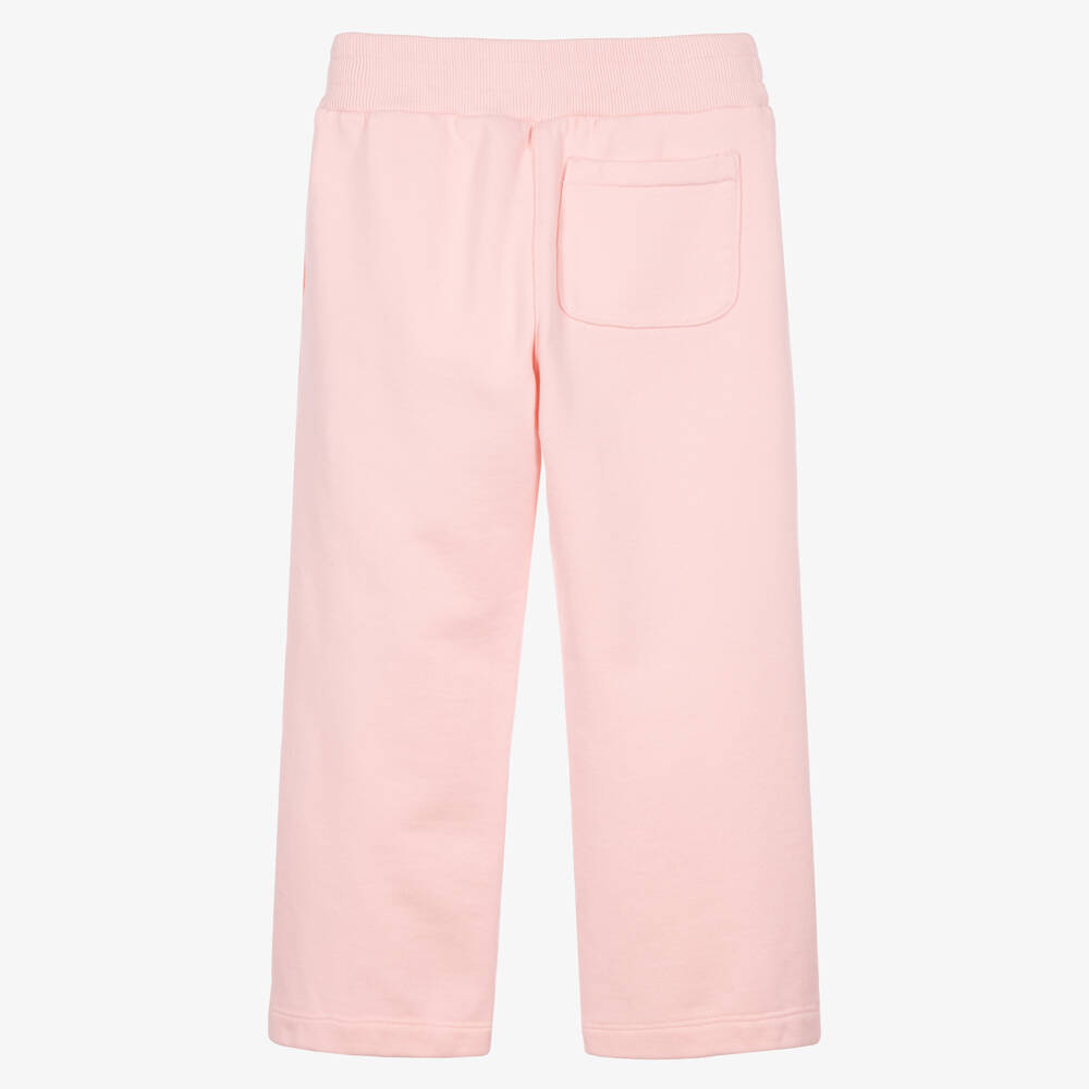 Dolce & Gabbana-Girls Pink Cotton Wide-Leg Joggers with Logo Embroidery | Childrensalon