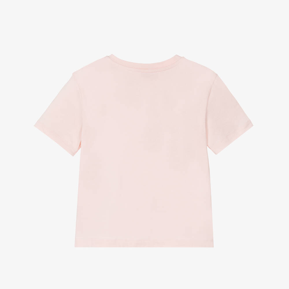 Dolce & Gabbana-Футболка розовая из хлопка с вышитым логотипом для девочек | Childrensalon
