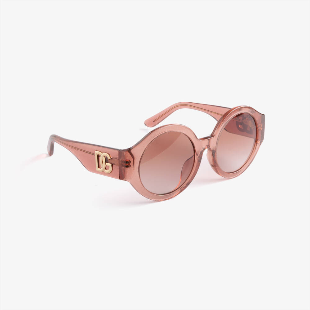 Dolce & Gabbana-Girls Pink Glitter Sunglasses with DG Logo | Childrensalon