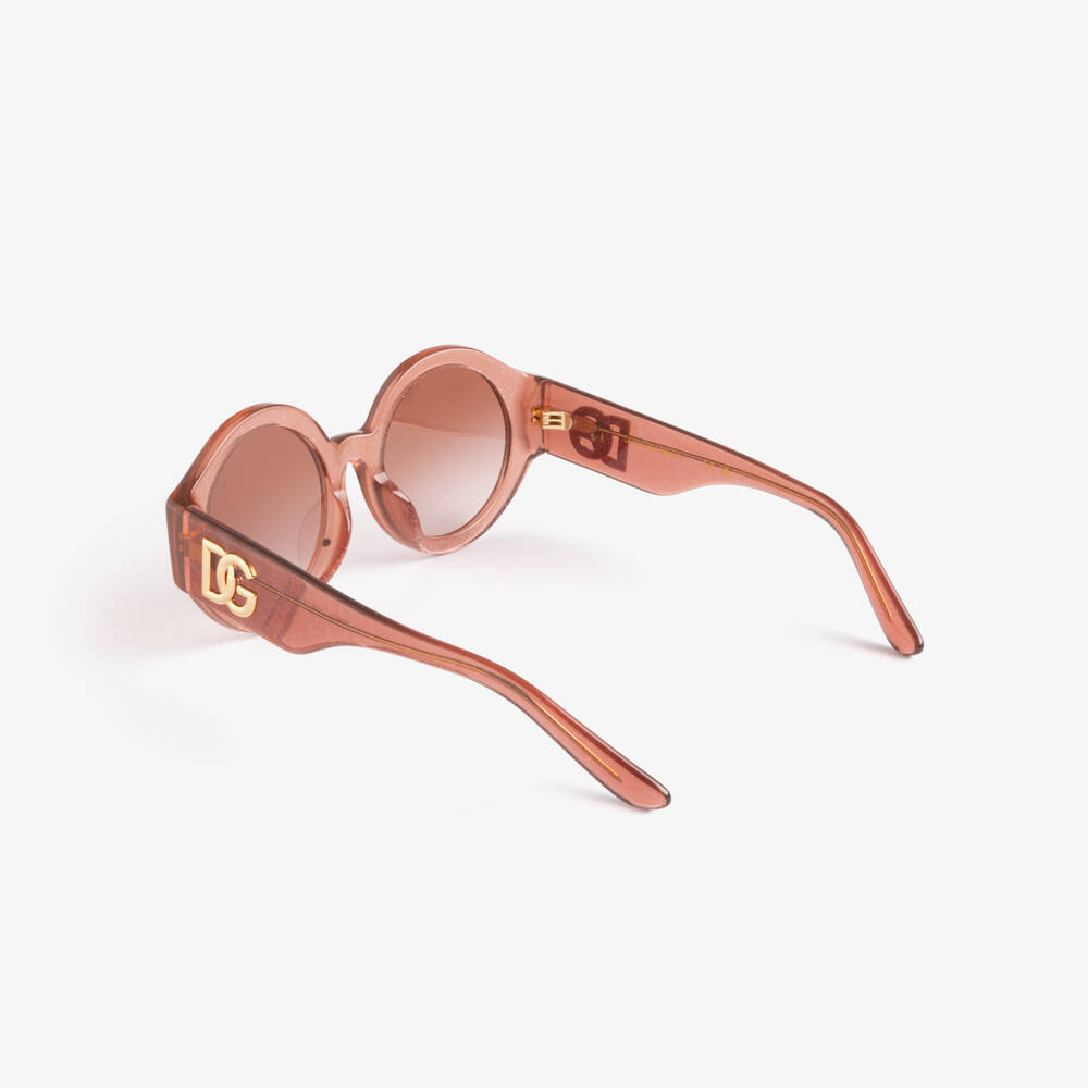 Dolce & Gabbana-Girls Pink Glitter Sunglasses with DG Logo | Childrensalon