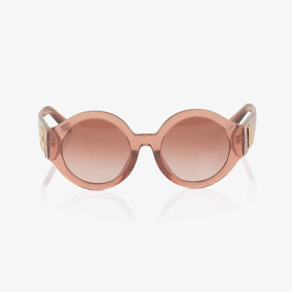 Dolce & Gabbana-Girls Pink Glitter Sunglasses with DG Logo | Childrensalon