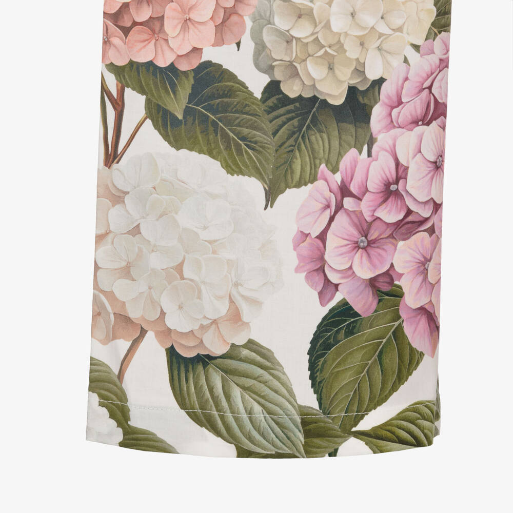 Dolce & Gabbana-Girls Pink & Green Hydrangea Print Poplin Trousers | Childrensalon