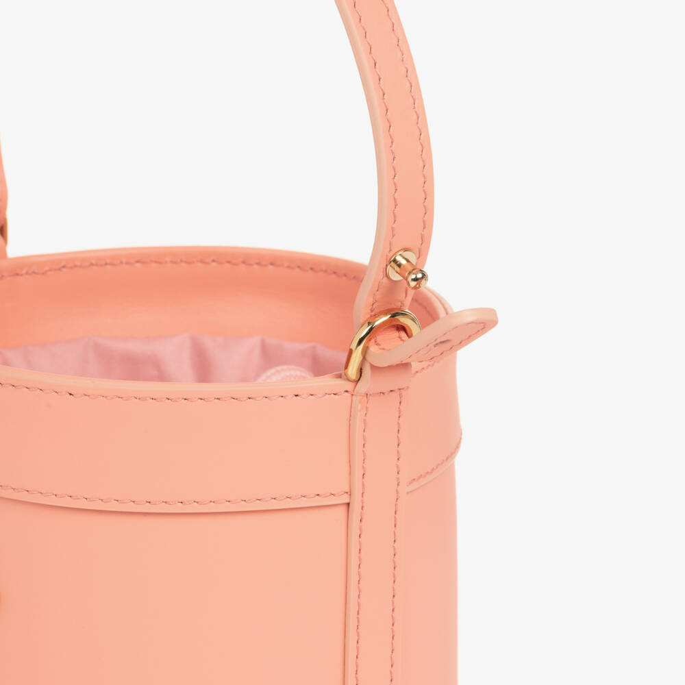 Dolce & Gabbana-Girls Pink Leather DG Logo Bucket Bag (14cm) | Childrensalon