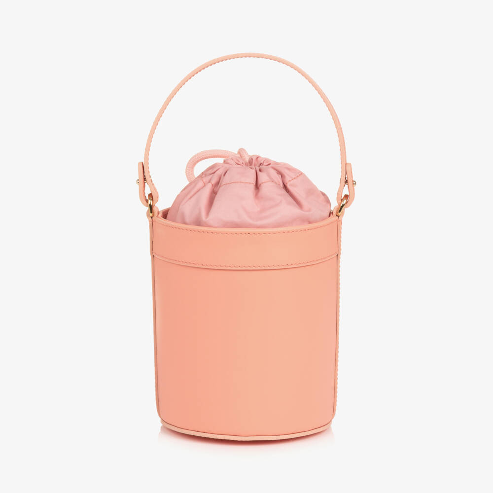 Dolce & Gabbana-Girls Pink Leather DG Logo Bucket Bag (14cm) | Childrensalon