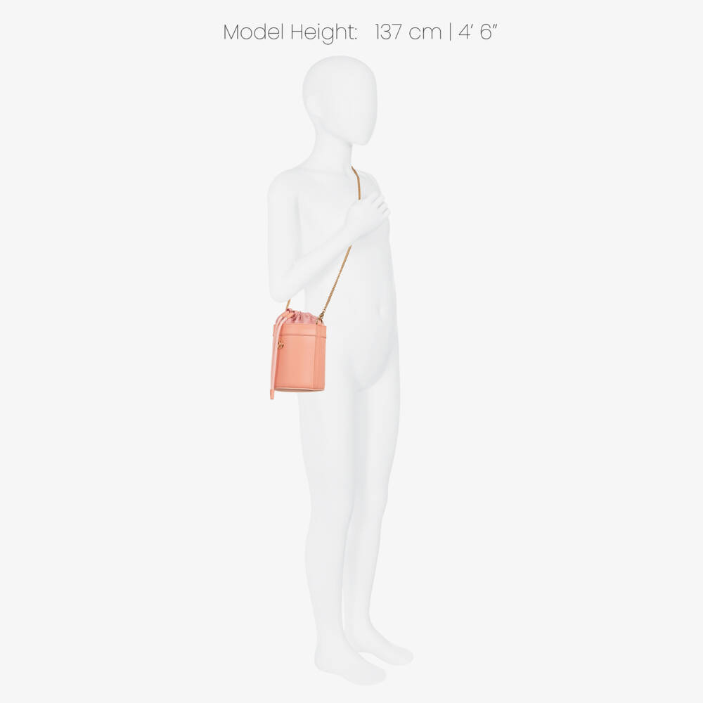 Dolce & Gabbana-Girls Pink Leather DG Logo Bucket Bag (14cm) | Childrensalon